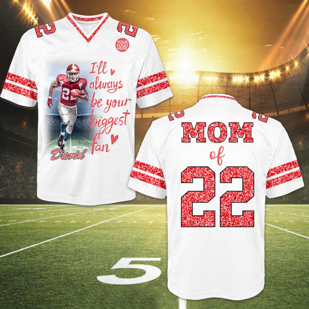 Custom Photo Football Game Day Football Glitter Jersey For Football Lovers - Personalized Gift For Football Player NA04 VH01