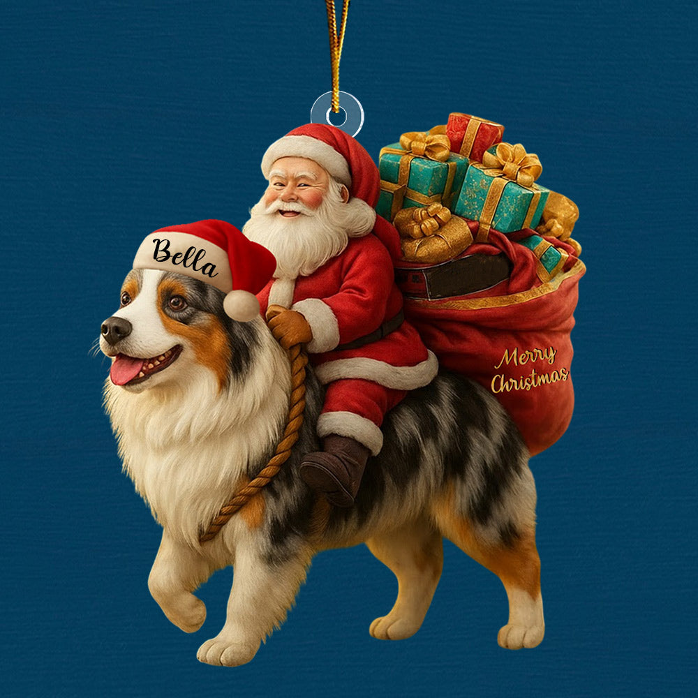 Personalized Dog And Santa Christmas Acrylic Ornament, Gift For Dog Lovers T1807 Li29