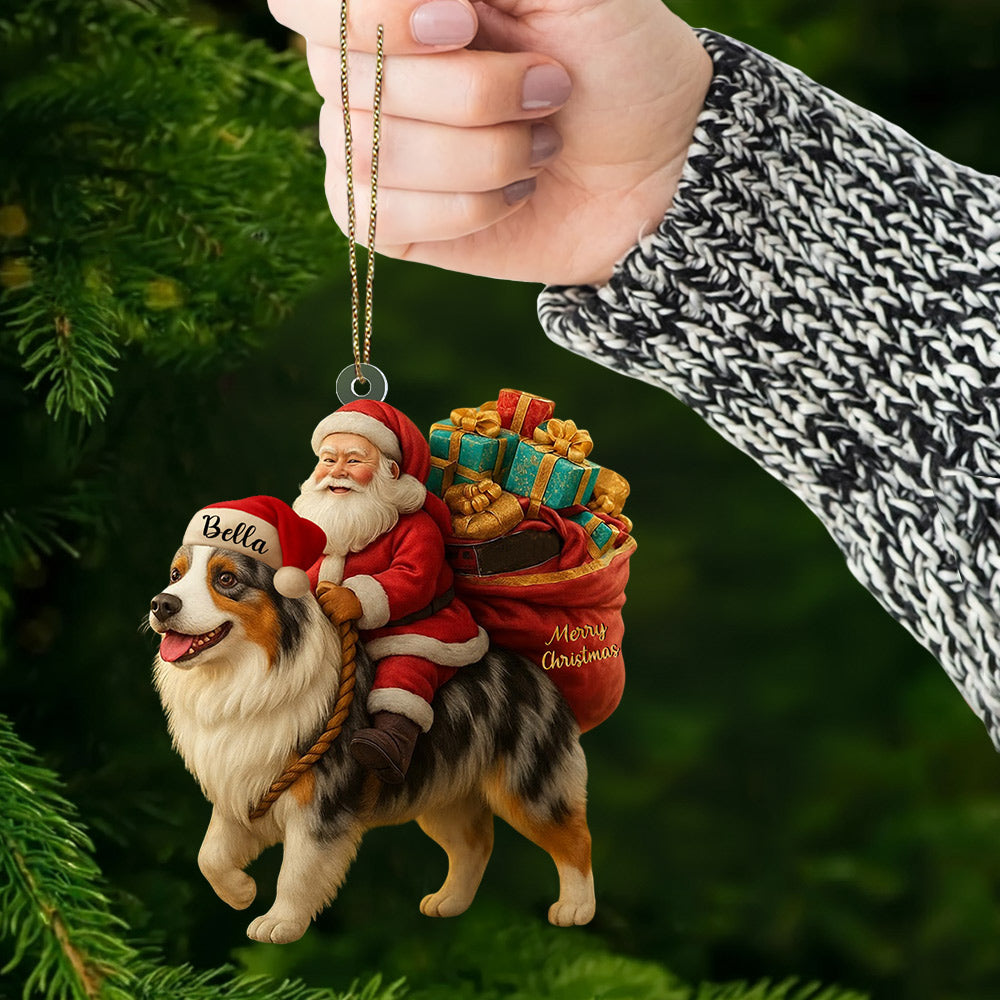 Personalized Dog And Santa Christmas Acrylic Ornament, Gift For Dog Lovers T1807 Li29