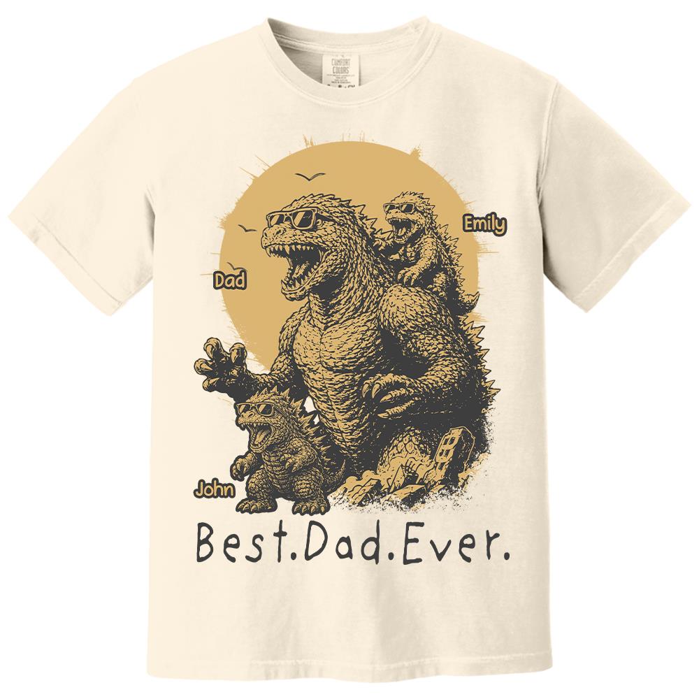 Personalized Best Dad Ever Dadzilla T-Shirt Father Day Gifts for Dad Funny Papa Tshirt Cool Daddy Dinosaur Tee Vr2