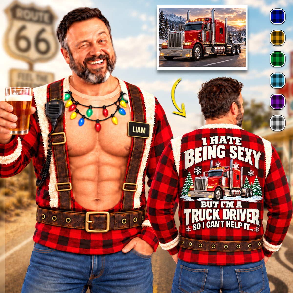 I Hate Being Sexy But I’m a Truck Driver - Funny Truck Driver Christmas Ugly All Over Print Shirt –  Personalized Trucker Gift A2110 Hv01 NT01