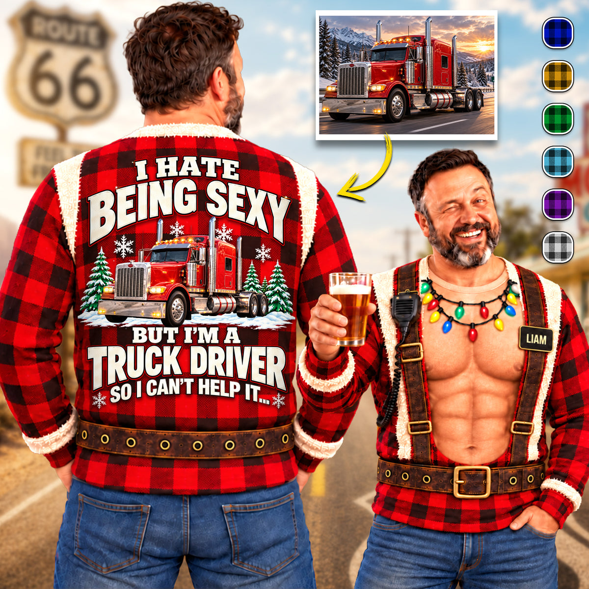 I Hate Being Sexy But I’m a Truck Driver - Funny Truck Driver Christmas Ugly All Over Print Shirt –  Personalized Trucker Gift A2110 Hv01 NT01