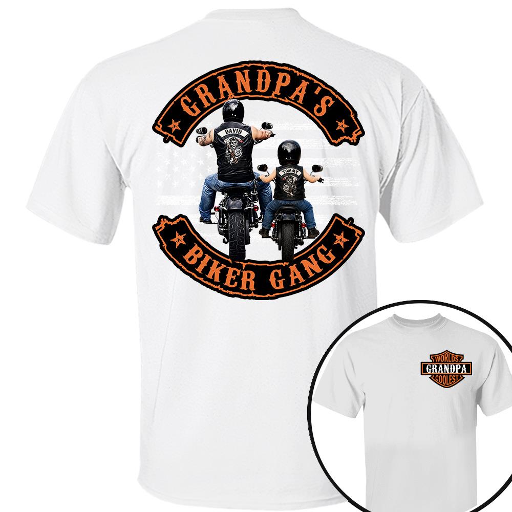 Custom Name Worlds Cooles Motorcycle Grandpa’s Biker Gang Shirt - Personalized Gift For Dad, Grandpa Nh00