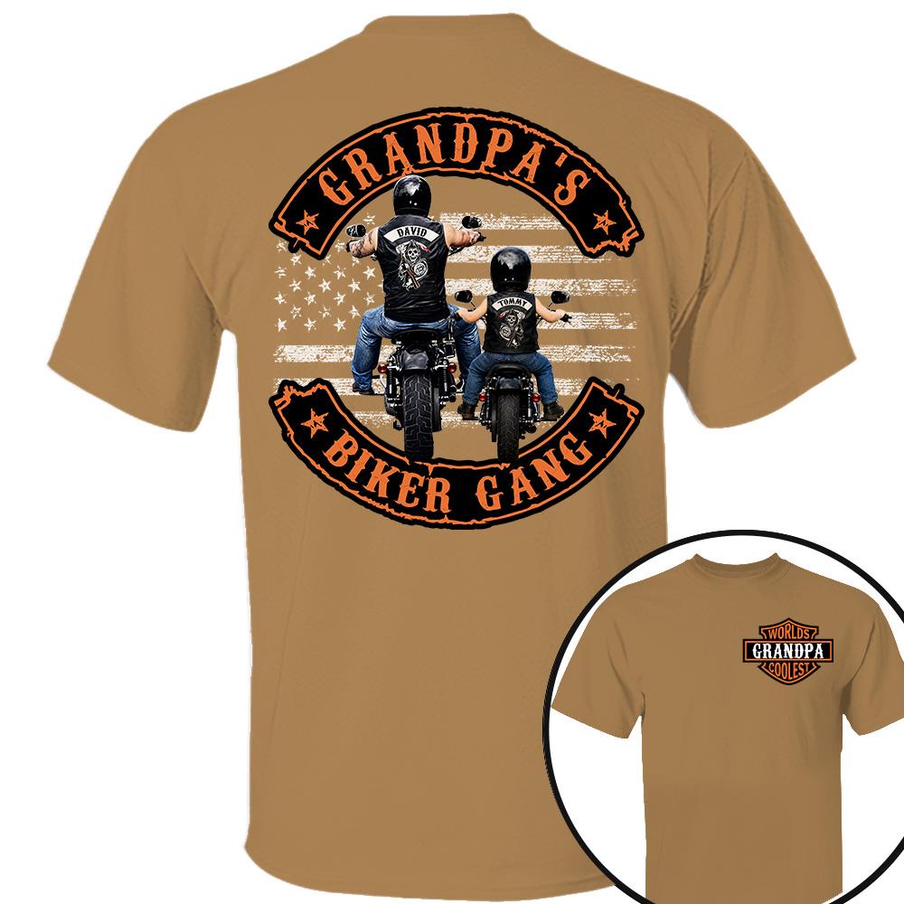 Custom Name Worlds Cooles Motorcycle Grandpa’s Biker Gang Shirt - Personalized Gift For Dad, Grandpa Nh00