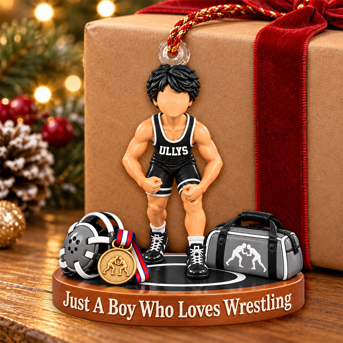 Just A Boy Who Loves Wrestling - Personalized Christmas Ornament For Wrestling Player Wrestling Team Ver1 NA04 Nh00