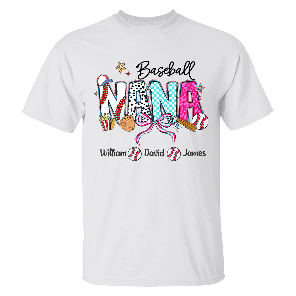 Baseball Grandma T-Shirt, Custom Grandma With Grandkids T1807
