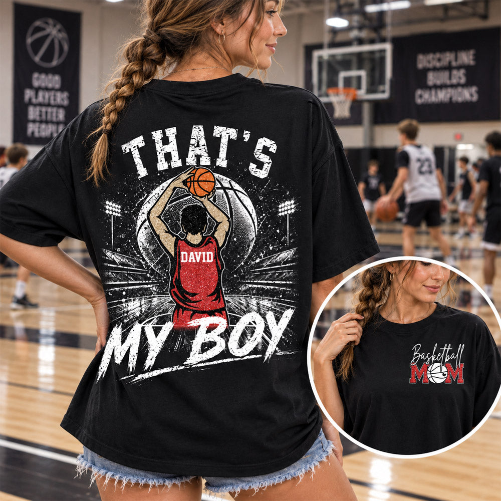 Personalized Basketball Mom Shirt, Custom Those Are My Boys T-Shirt, Team Name & Player Number Tee, Basketball Season Gift Na02 Nh00