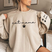 Personalized Cat Mama Sweatshirt With Cat Name, Custom Cat Mom Hoodie, Cute Cat Mommy Outfit, Cat Owner Clothing, Happy Mother's Day Gifts Li29