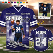 Personalized Senior Football Mom , Custom Photo Football Jersey, Gift  For Football Mom, Dad, Family A2110 Hv01