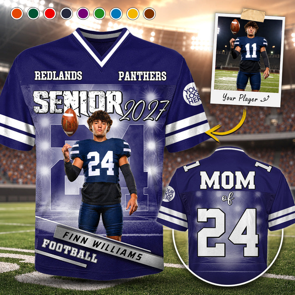 Personalized Senior Football Mom , Custom Photo Football Jersey, Gift  For Football Mom, Dad, Family A2110 Hv01