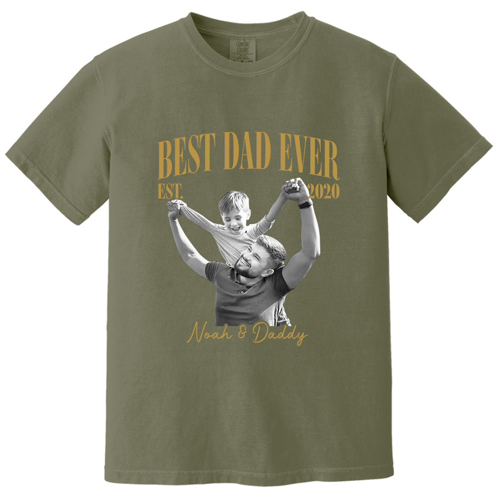 Best Dad Ever Vintage Photo Shirt, Personalized Dad Picture Shirt With Kids Photo, Father's Day Shirt, New Dad Gift MI209 VH01