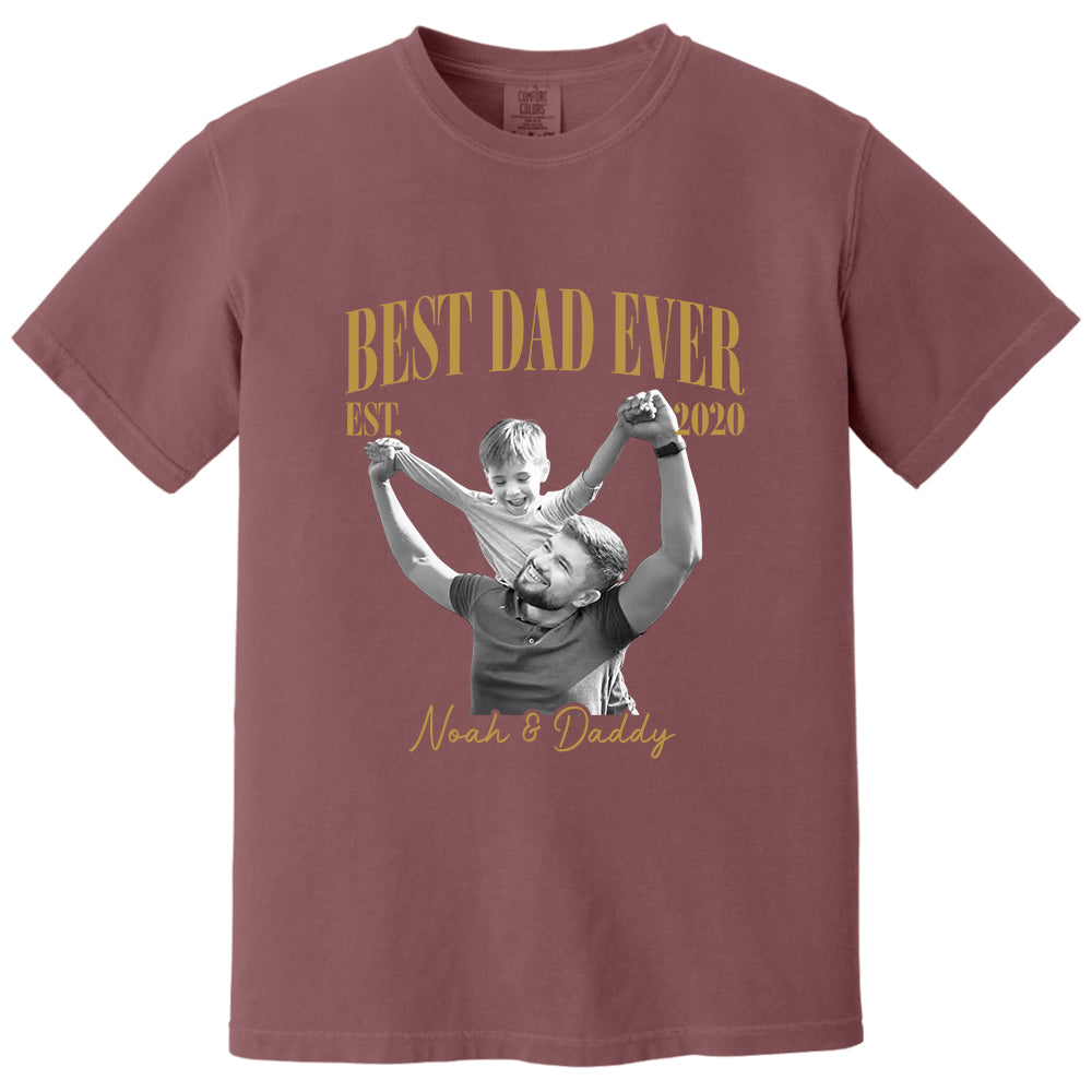 Best Dad Ever Vintage Photo Shirt, Personalized Dad Picture Shirt With Kids Photo, Father's Day Shirt, New Dad Gift MI209 VH01