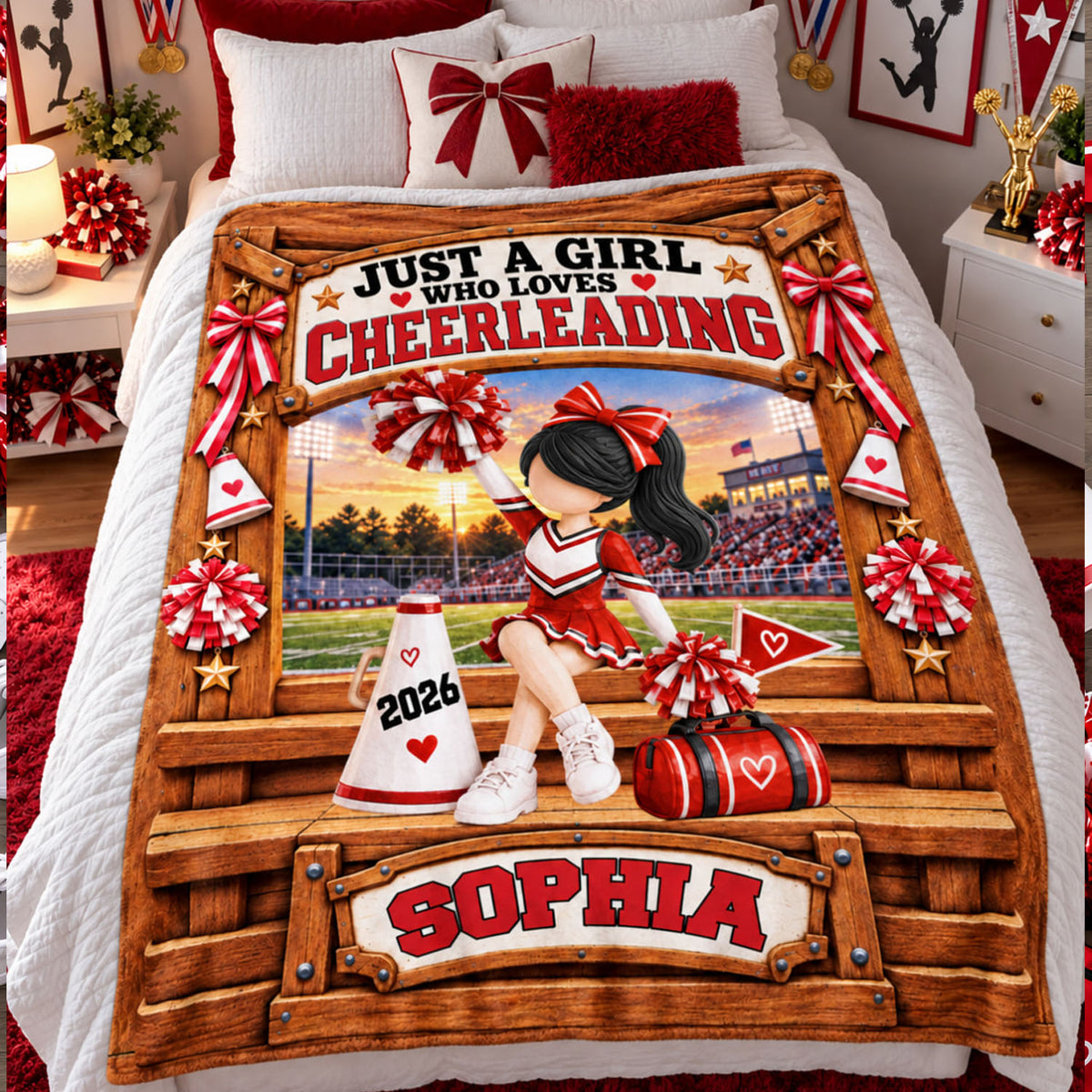 Personalized Cheerleading Team Blanket, Custom Name Cheer Gift For Girl L0411 Nh00 TL06