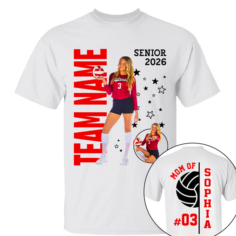 Custom Volleyball Mom Shirt, Personalized Photo TShirt, Volleyball Season Game Day Tops NA04