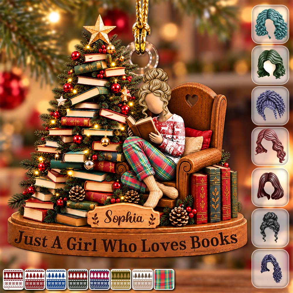 Just A Girl Who Loves Books - Personalized Christmas Ornament For Reading Lovers NA04 Pt99