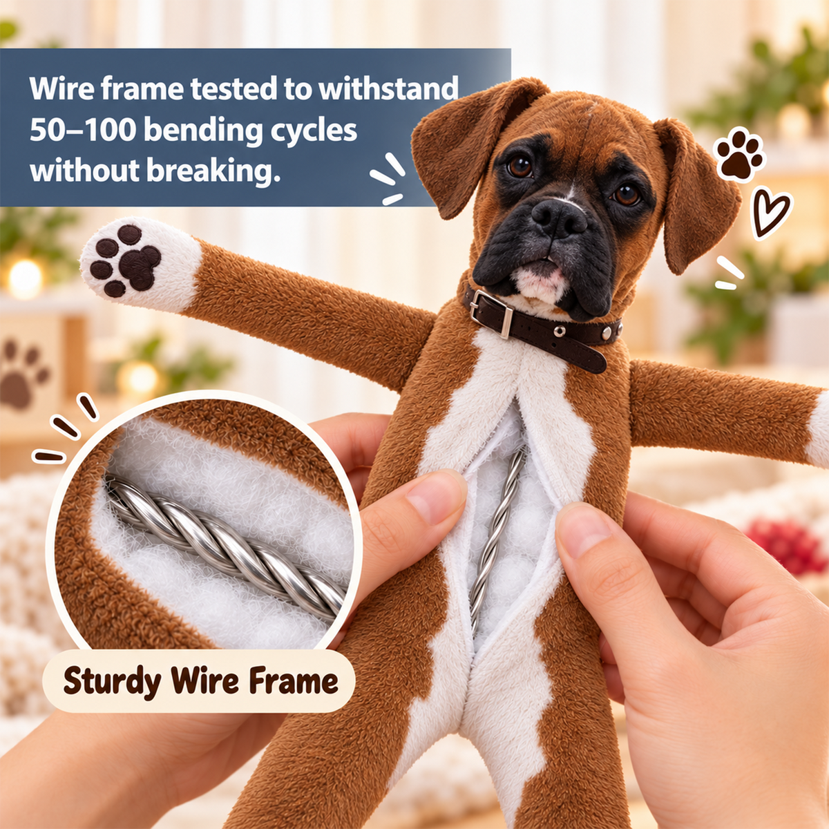 Personalized Boxer Photo Pet Squishy Toy Poseable Plush Doll, Funny Gift For Dog Mom, Dad, Pet Lover T1807 T24 TL06