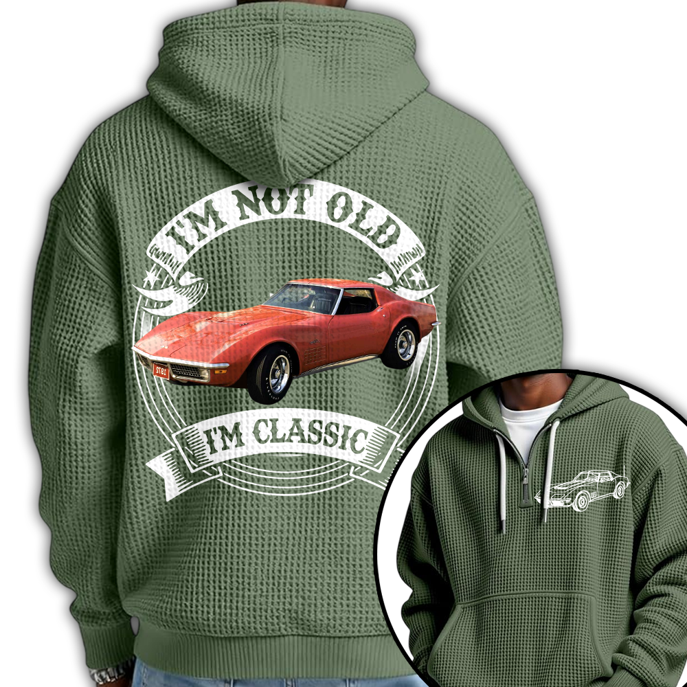 I'm Not Old I'm Classic Chevrolet Corvette C3 Stingray Graphic Personalized Car's Photo Quarter Zip Hoodie Hv01