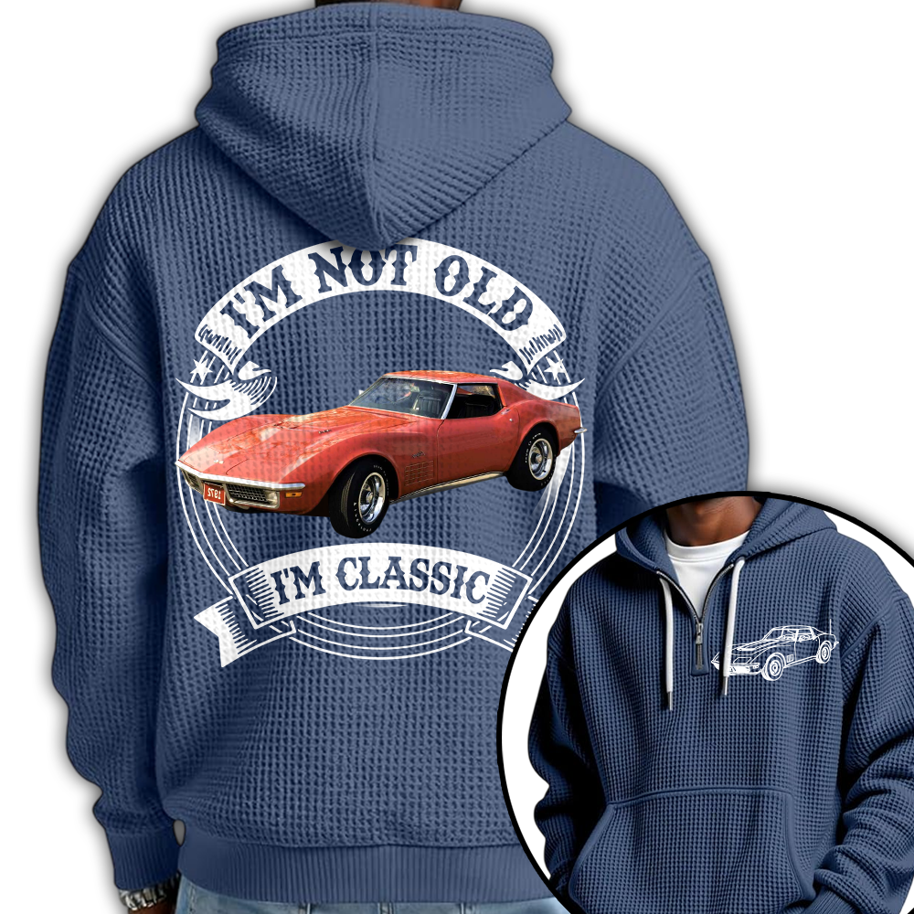 I'm Not Old I'm Classic Chevrolet Corvette C3 Stingray Graphic Personalized Car's Photo Quarter Zip Hoodie Hv01