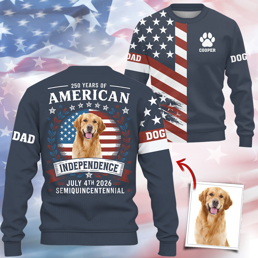 Custom Dog Photo 250 Years Of America Anniversary Independence Day 2026 Shirt T1807 Do99