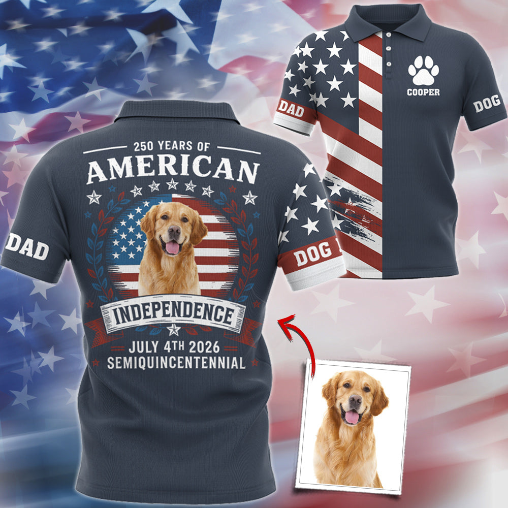 Custom Dog Photo 250 Years Of America Anniversary Independence Day 2026 Shirt T1807 Do99