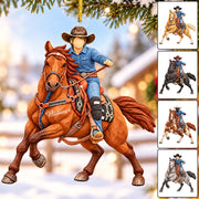 Custom Ornament Gift For Cowboys - Personalized Photo Ornament Gift For Horse Lovers - Christmas Cowboys Ornament (Boy) VH01
