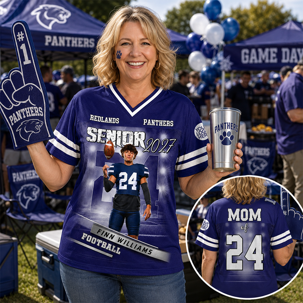 Personalized Senior Football Mom , Custom Photo Football Jersey, Gift  For Football Mom, Dad, Family A2110 Hv01