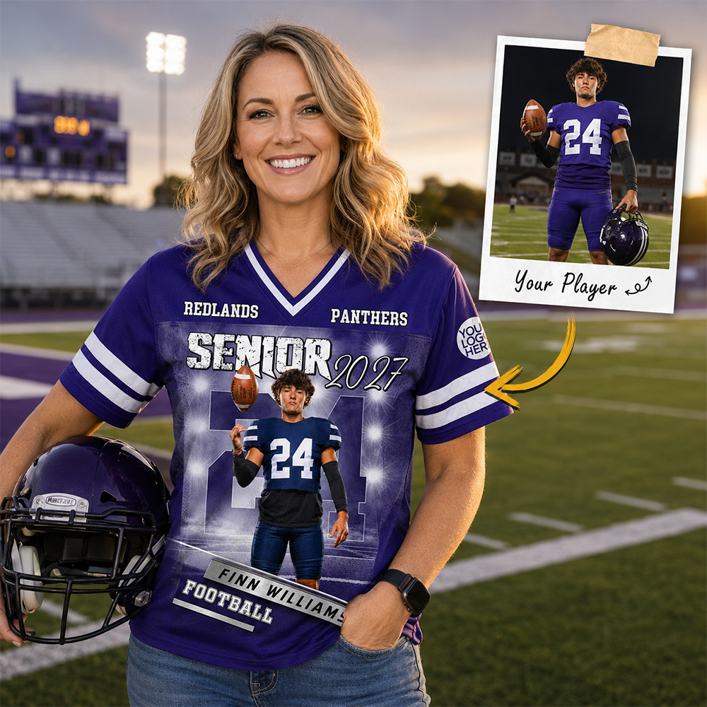 Personalized Senior Football Mom , Custom Photo Football Jersey, Gift  For Football Mom, Dad, Family A2110 Hv01