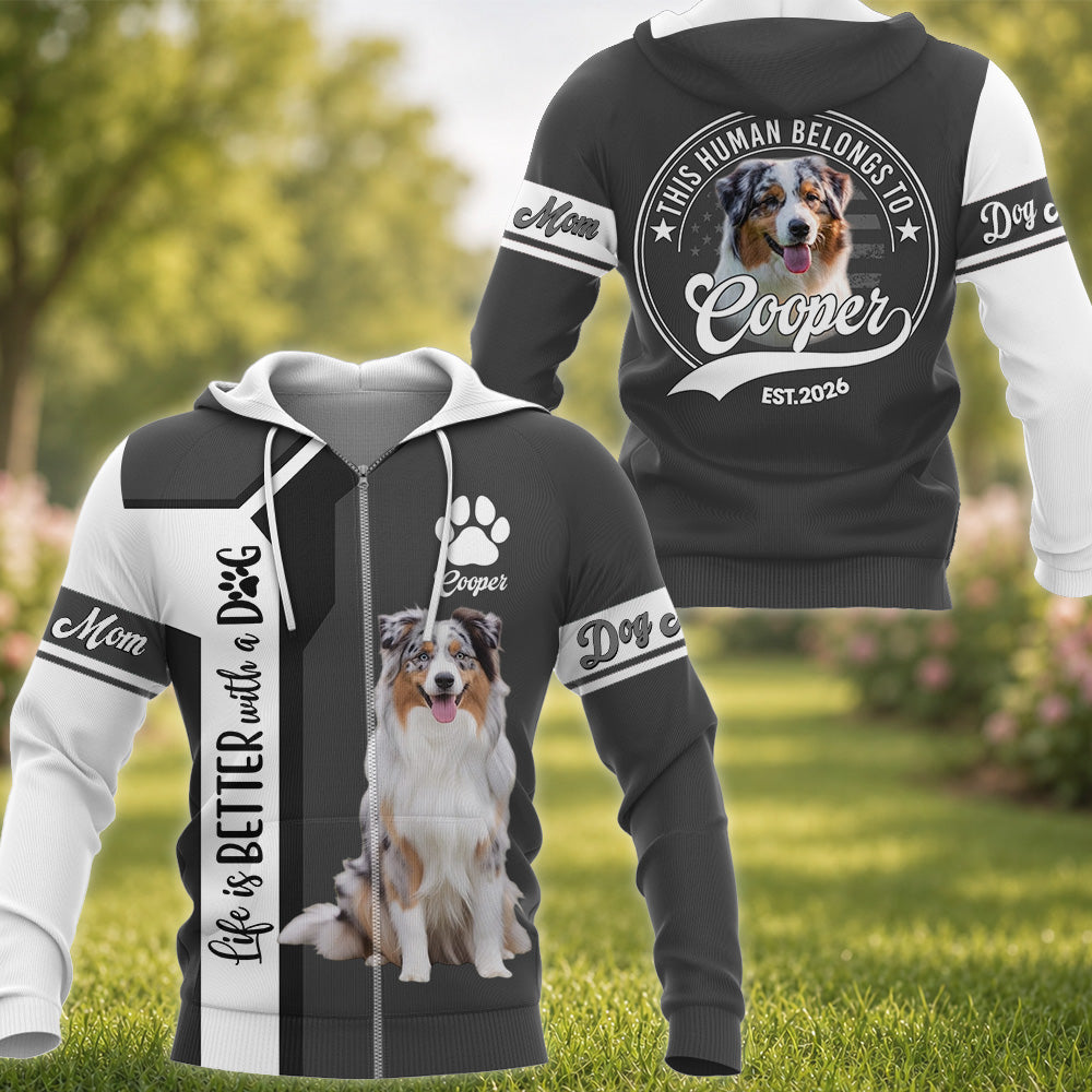 Life Is Better With A Dog, Australian Shepherd, Personalized Dog Mom Dog Dad Shirt, Gift For Dog Lover T1807 VH01
