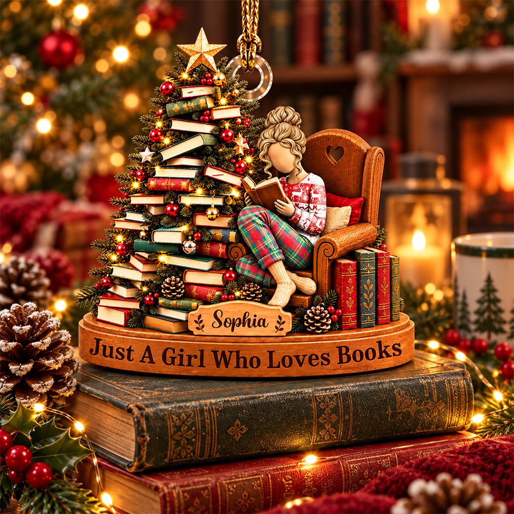 Just A Girl Who Loves Books - Personalized Christmas Ornament For Reading Lovers NA04 Pt99