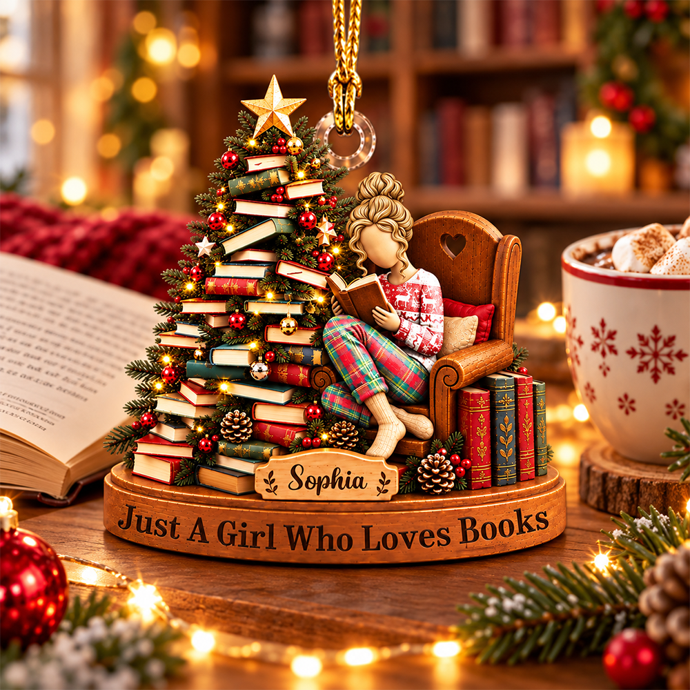 Just A Girl Who Loves Books - Personalized Christmas Ornament For Reading Lovers NA04 Pt99