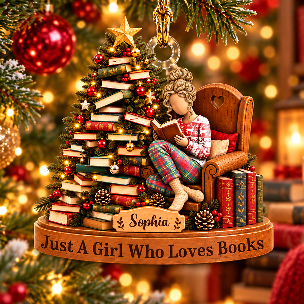 Just A Girl Who Loves Books - Personalized Christmas Ornament For Reading Lovers NA04 Pt99