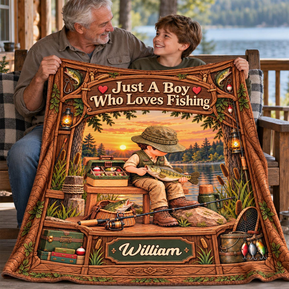 Just A Boy Who Loves Fishing - Personalized Fishing Blanket - Custom Name Gift - Gift For Fishing Lover A2110 Hv01 TL06