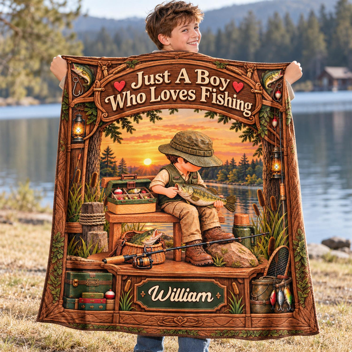 Just A Boy Who Loves Fishing - Personalized Fishing Blanket - Custom Name Gift - Gift For Fishing Lover A2110 Hv01 TL06