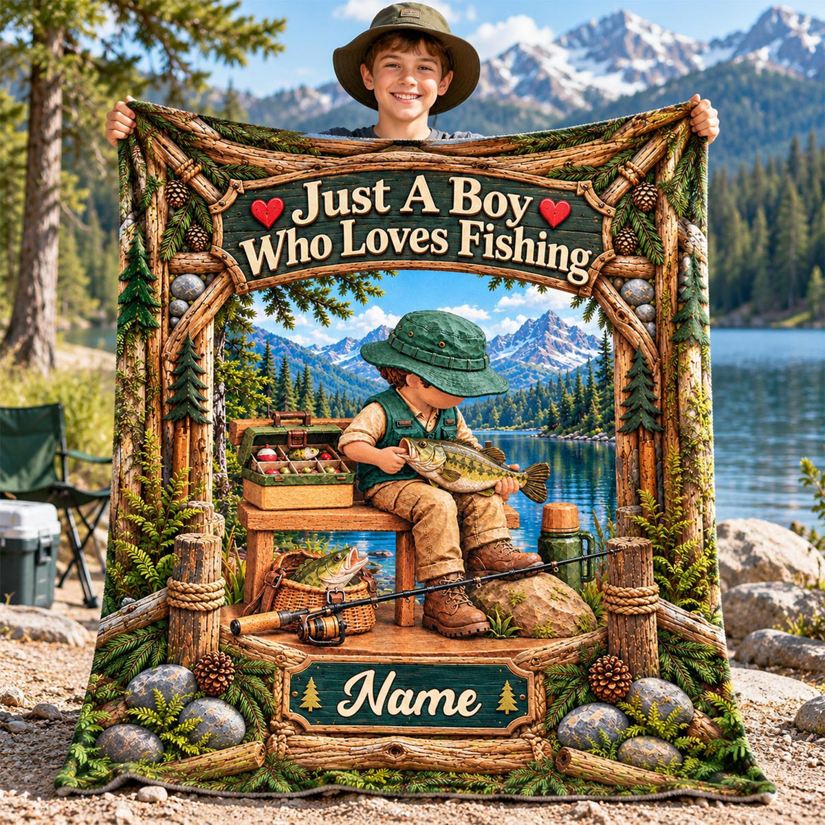 Just A Boy Who Loves Fishing - Personalized Fishing Blanket - Custom Name Gift - Gift For Fishing Lover A2110 Hv01 TL06