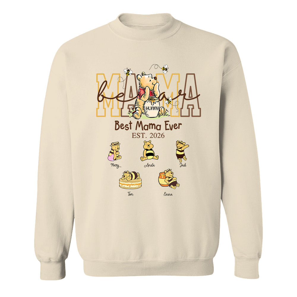 Mama Bear, Best Mama Ever, Personalized Mama Bear Grandma Bear Est Shirt Sweatshirt, Gift For Mom Grandma Gift For Mother's Day