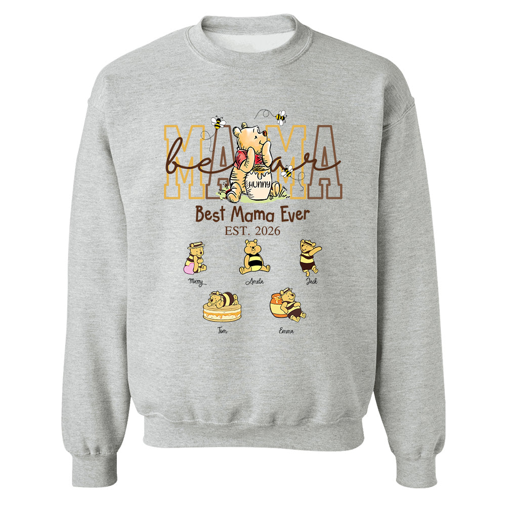 Mama Bear, Best Mama Ever, Personalized Mama Bear Grandma Bear Est Shirt Sweatshirt, Gift For Mom Grandma Gift For Mother's Day
