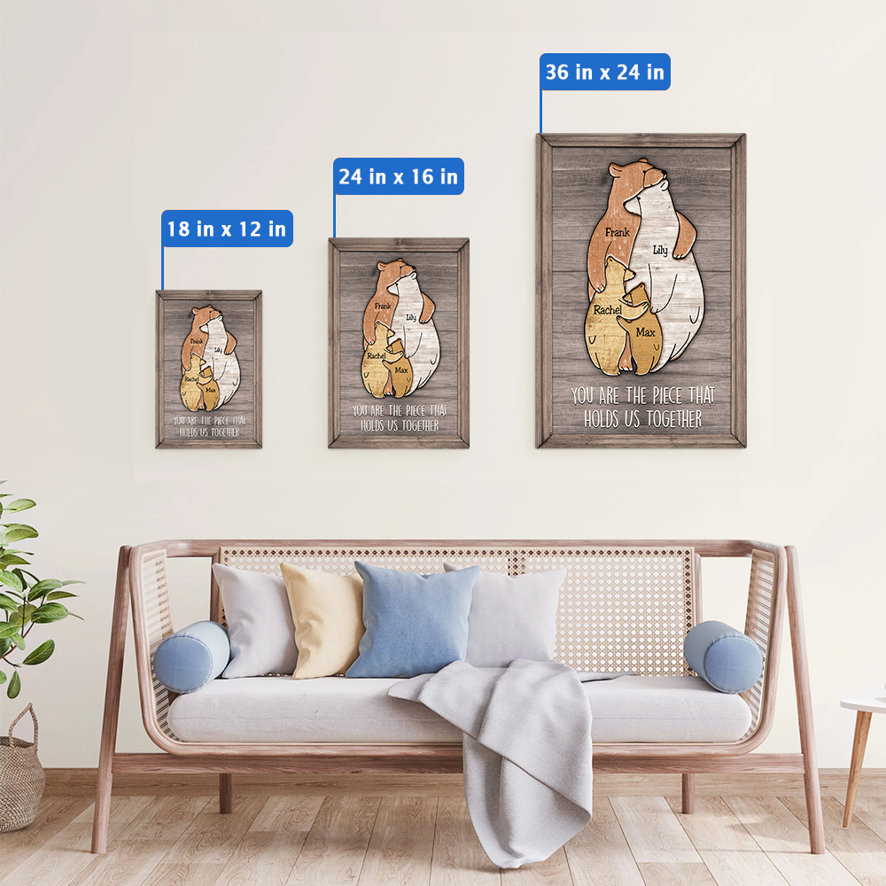 Puzzle Canvas Mom You Are The Piece That Holds Us Together Bears Family Personalized Canvas Gift For Mother - Mother's Day Gift For Her Pa00