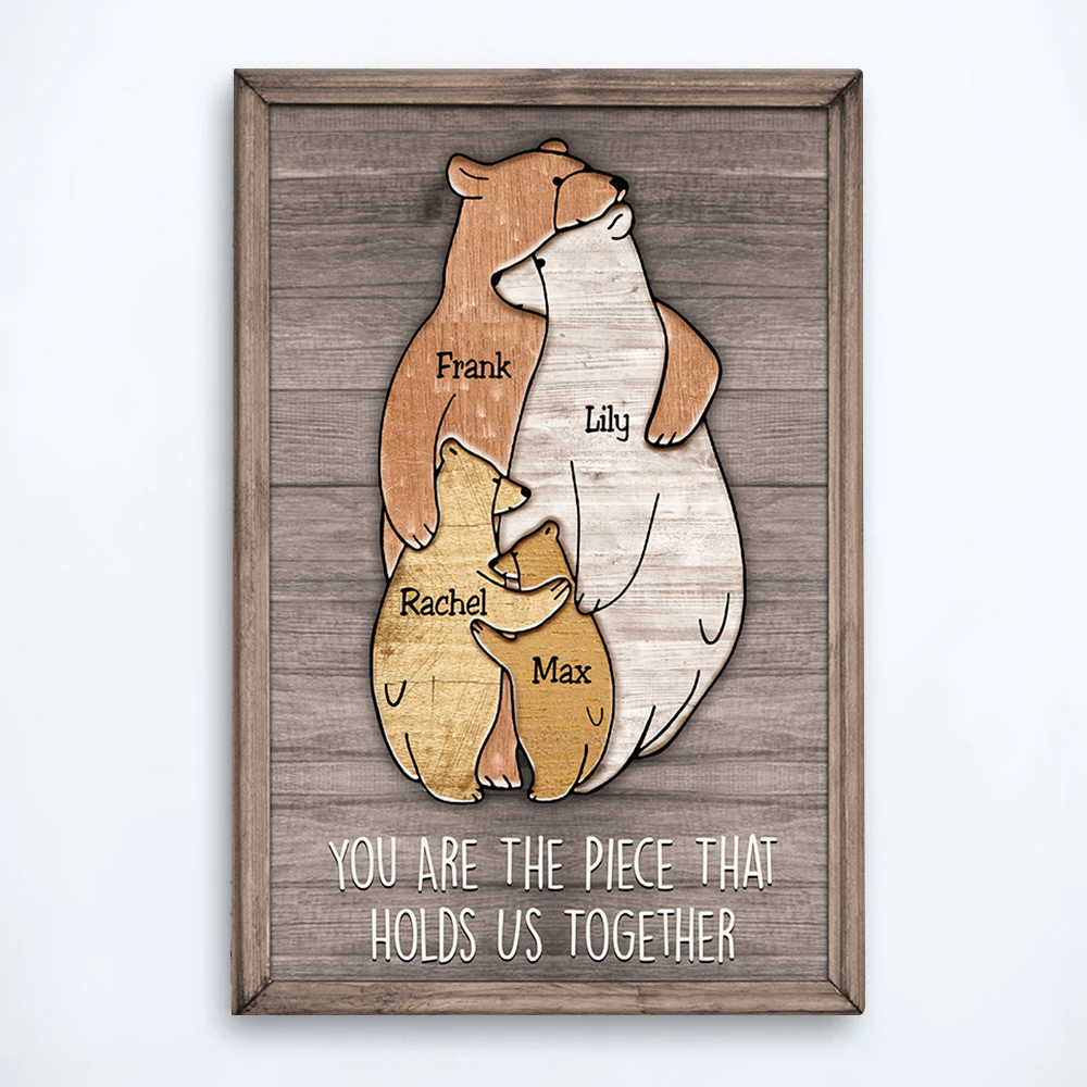 Puzzle Canvas Mom You Are The Piece That Holds Us Together Bears Family Personalized Canvas Gift For Mother - Mother's Day Gift For Her Pa00