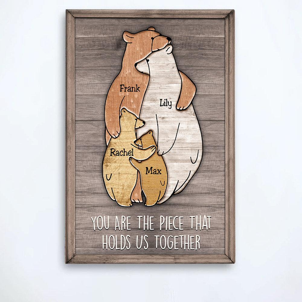 Puzzle Canvas Mom You Are The Piece That Holds Us Together Bears Family Personalized Canvas Gift For Mother - Mother's Day Gift For Her Pa00
