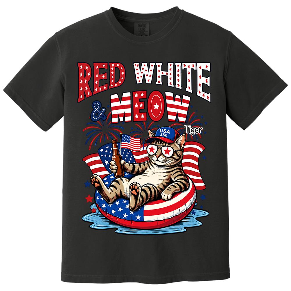 Red White Meow, Custom Photo Pet Shirt, America 250th Anniversary Gifts For Dog Cat Lovers, Dog Dad And Mom, Cat Owners T1807 Hv01 