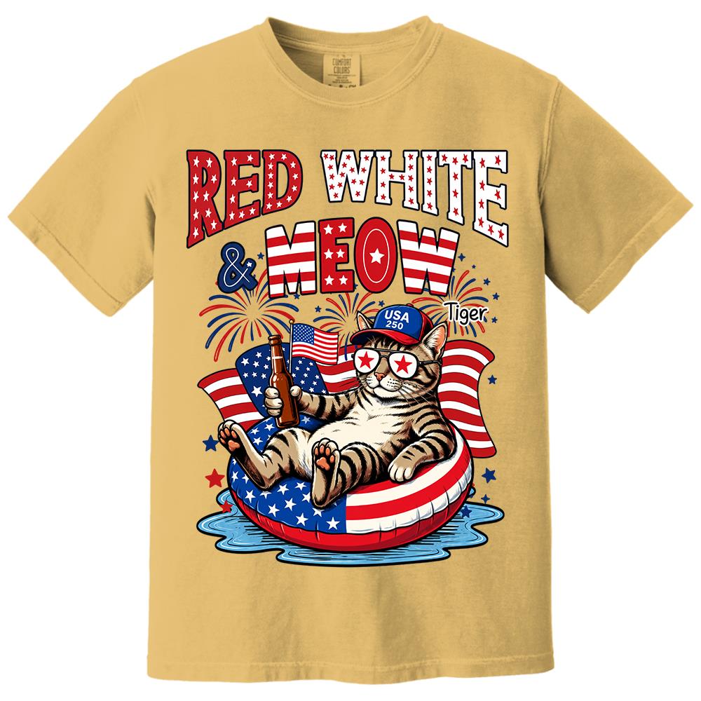 Red White Meow, Custom Photo Pet Shirt, America 250th Anniversary Gifts For Dog Cat Lovers, Dog Dad And Mom, Cat Owners T1807 Hv01 