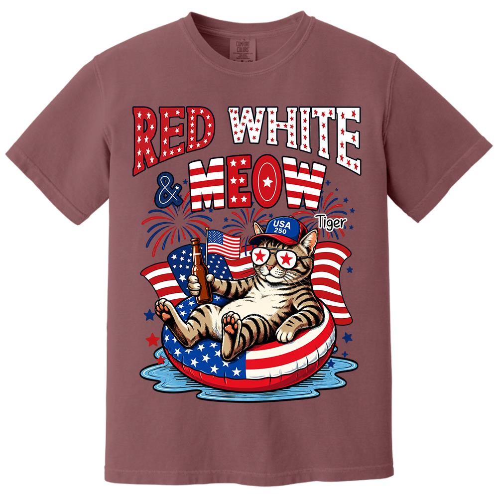 Red White Meow, Custom Photo Pet Shirt, America 250th Anniversary Gifts For Dog Cat Lovers, Dog Dad And Mom, Cat Owners T1807 Hv01 