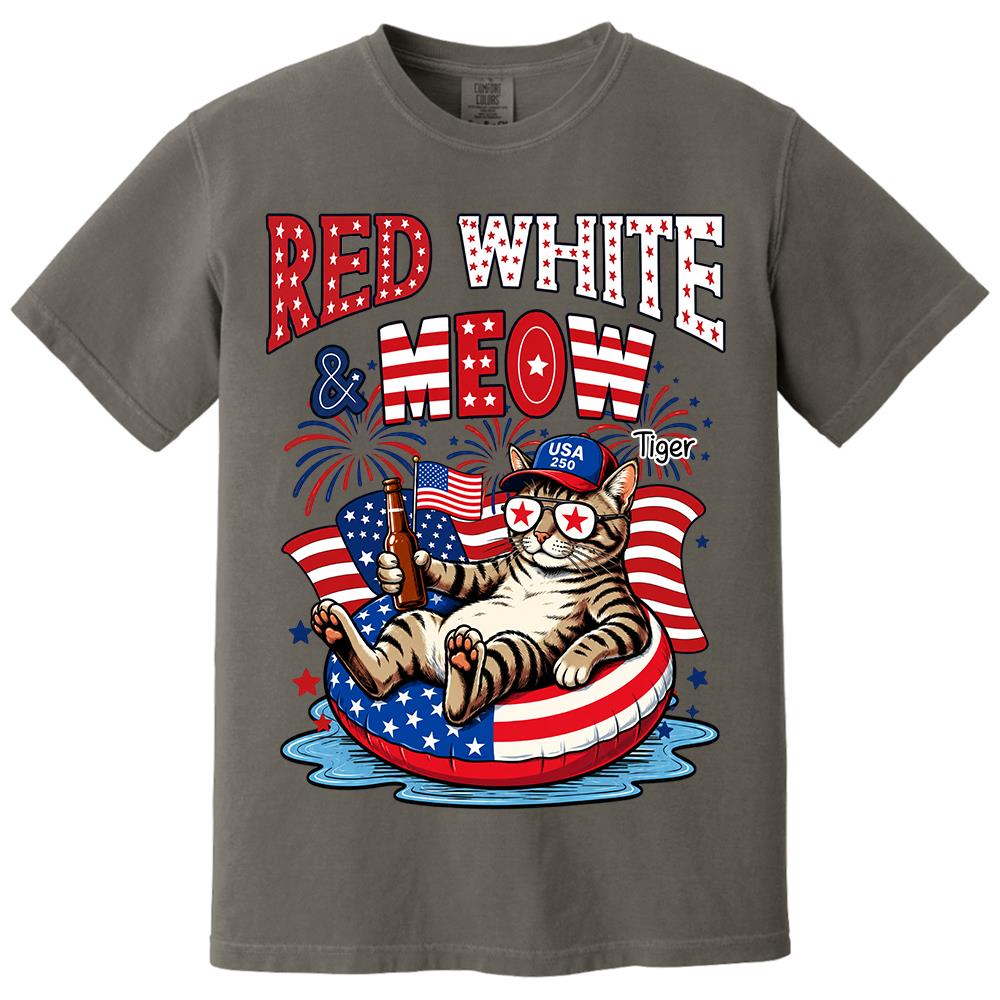 Red White Meow, Custom Photo Pet Shirt, America 250th Anniversary Gifts For Dog Cat Lovers, Dog Dad And Mom, Cat Owners T1807 Hv01 