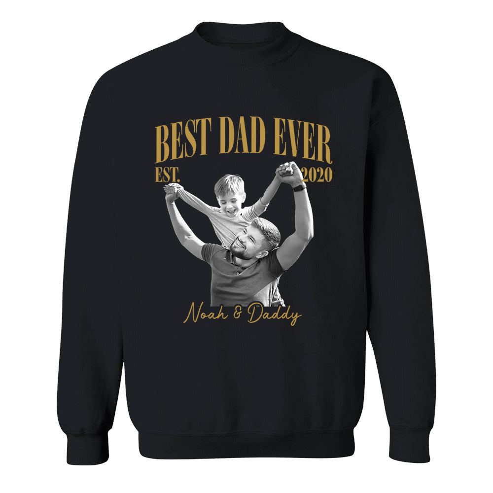 Best Dad Ever Vintage Photo Shirt, Personalized Dad Picture Shirt With Kids Photo, Father's Day Shirt, New Dad Gift MI209 VH01
