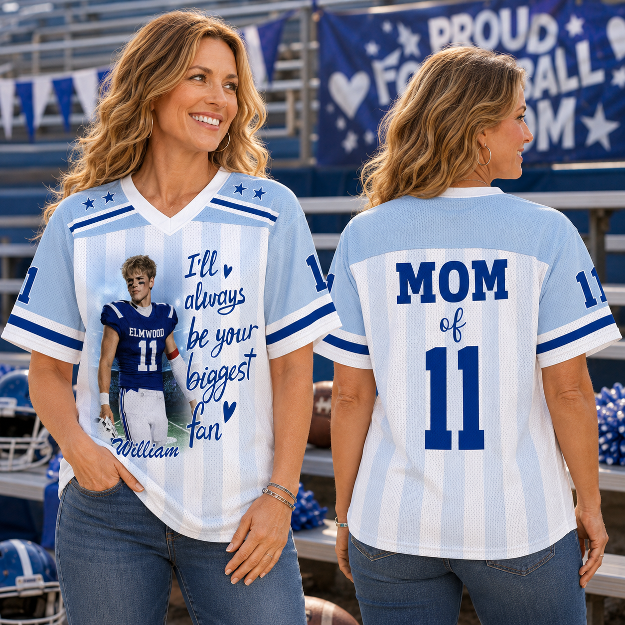 I'll Always Be Your Biggest Fan, Personalized Football Jersey, Custom Photo Gift For Football Lovers For Sport Family Vr1 T1807 Pt99