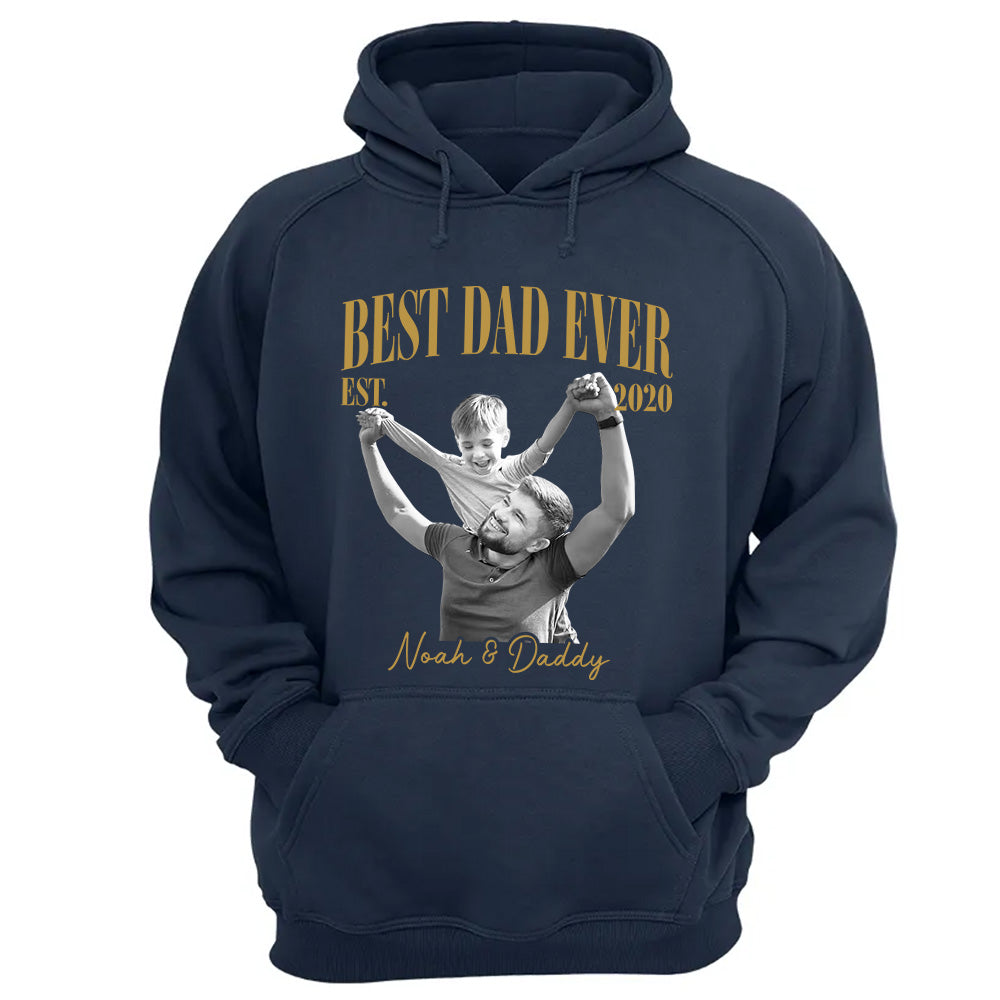 Best Dad Ever Vintage Photo Shirt, Personalized Dad Picture Shirt With Kids Photo, Father's Day Shirt, New Dad Gift MI209 VH01