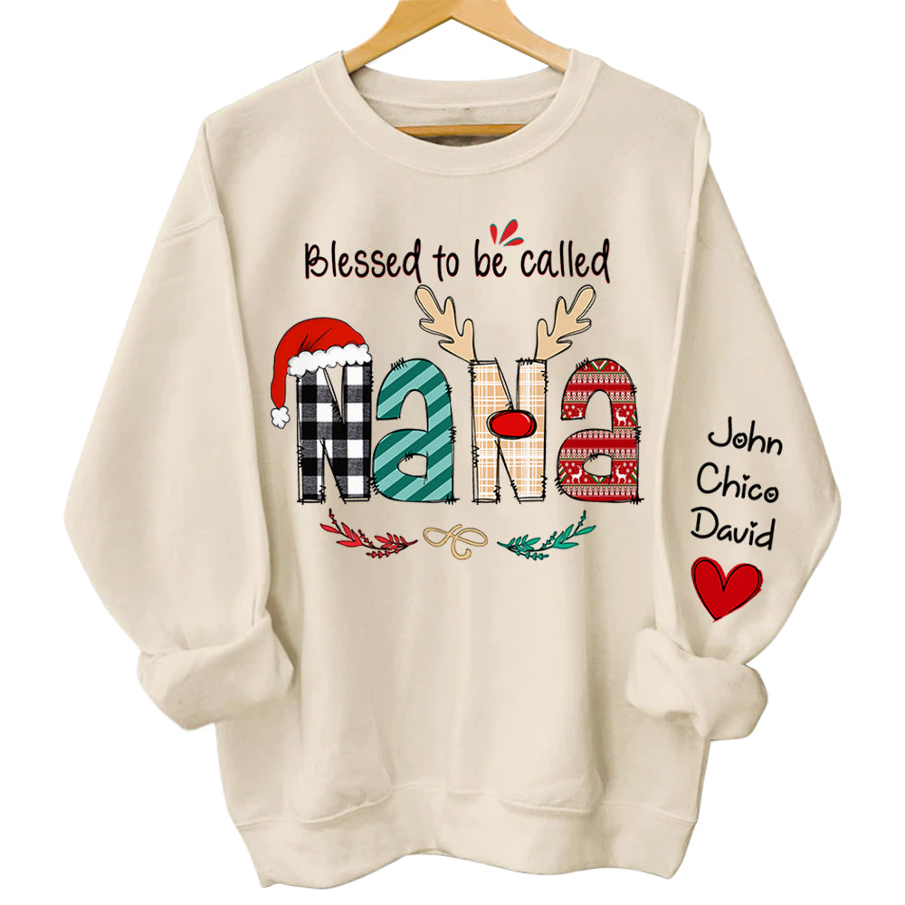 Blessed To Be Called Nana - Personalized Grandma Gift - Custom Grandma and Grandkids Sweatshirt Qa02