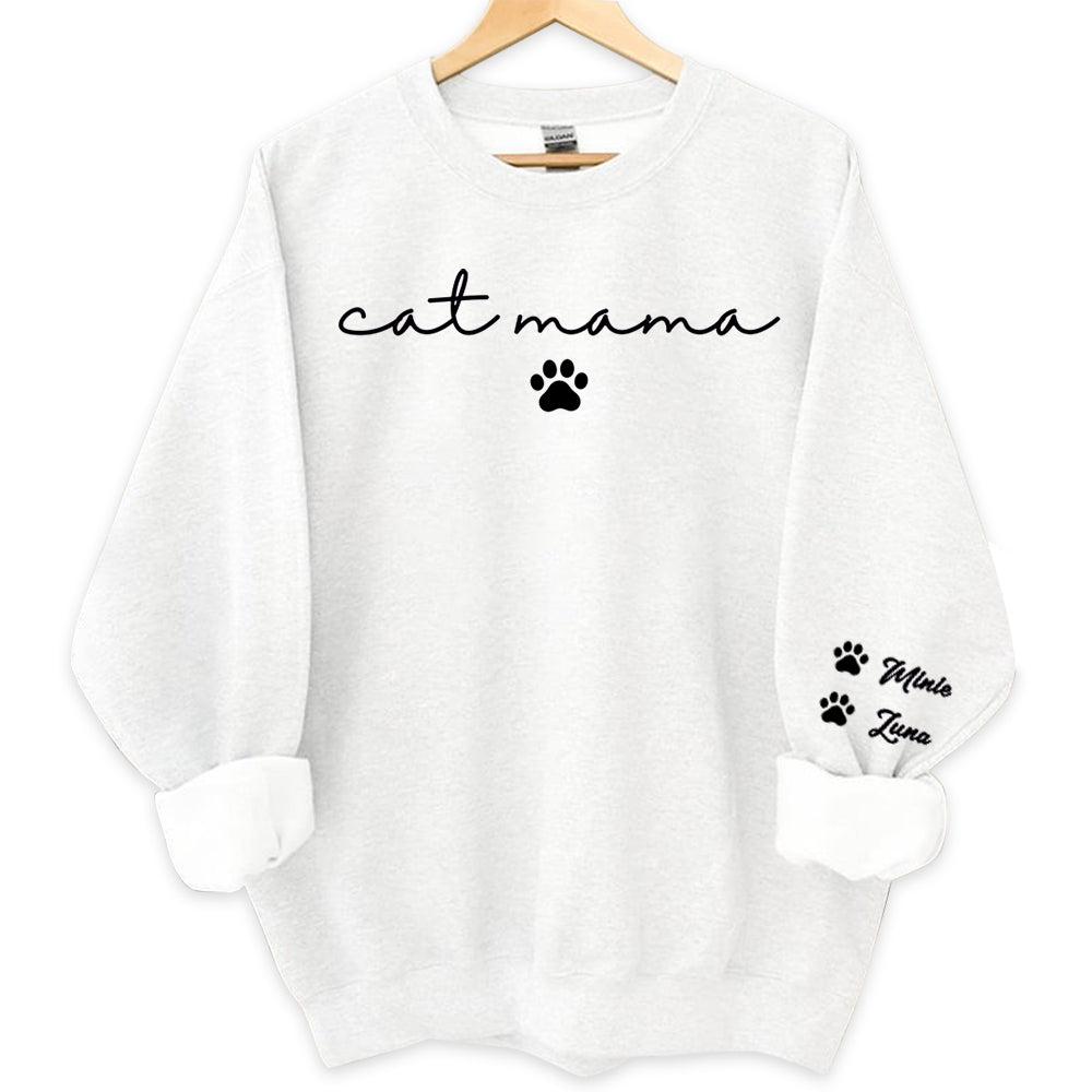 Personalized Cat Mama Sweatshirt With Cat Name, Custom Cat Mom Hoodie, Cute Cat Mommy Outfit, Cat Owner Clothing, Happy Mother's Day Gifts Li29