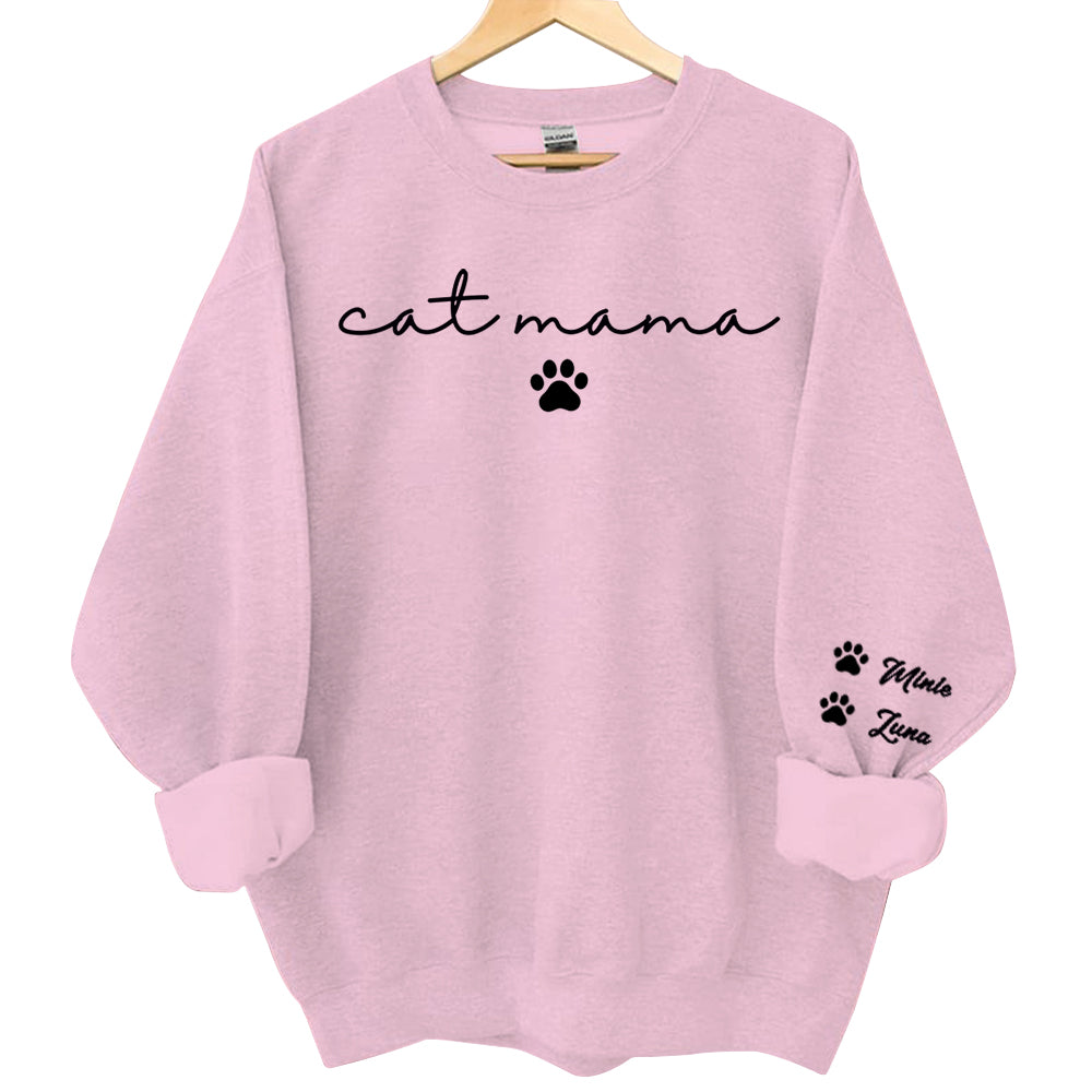 Personalized Cat Mama Sweatshirt With Cat Name, Custom Cat Mom Hoodie, Cute Cat Mommy Outfit, Cat Owner Clothing, Happy Mother's Day Gifts Li29