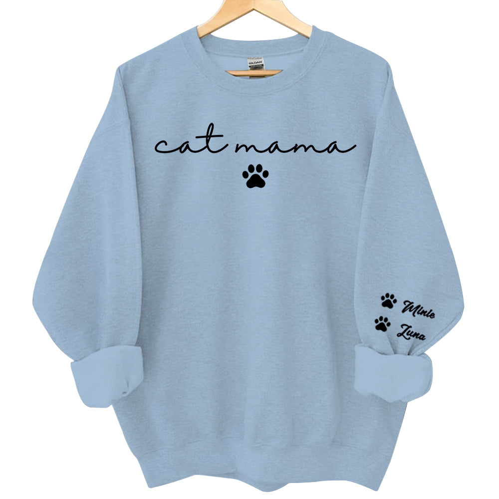 Personalized Cat Mama Sweatshirt With Cat Name, Custom Cat Mom Hoodie, Cute Cat Mommy Outfit, Cat Owner Clothing, Happy Mother's Day Gifts Li29